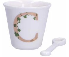 LA PORCELLANA BIANCA UNICO puodelis su šaukštu 75 ml, dizainas C