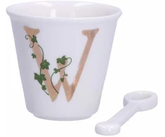 LA PORCELLANA BIANCA UNICO puodelis su šaukštu 75 ml, raštas W