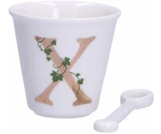 LA PORCELLANA BIANCA UNICO puodelis su šaukštu 75 ml, modelis X