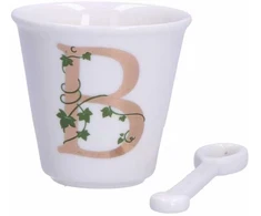 LA PORCELLANA BIANCA UNICO puodelis su šaukštu 75 ml, dizainas B