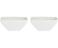 La Porcellana Bianca 2 gilių kvadratinių florentina dubenėlių rinkinys - balti, 22 cm