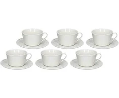 La Porcellana Bianca 6 bosco arbatos puodelių rinkinys su lėkšte - balta, 180 ml