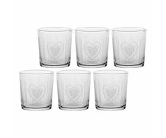LA PORCELLANA BIANCA BABILA Rinkinys 6 storadugnės širdies stiklinės 350 ml