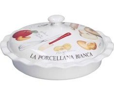 NPC Polska La Porcellana Bianca Goloserie obuolių pyrago lėkštė su dangteliu 27 cm
