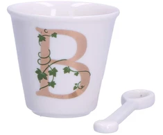 LA PORCELLANA BIANCA UNICO puodelis su šaukštu 75 ml, dizainas B