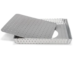 Patisse formos plunksna perforuota 21 x 21 cm sidabro plieno