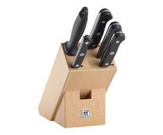 Peilių rinkinys su stovu ZWILLING Gourmet, 6 dalių, buko medienos stovas, juodos rankenos | 36131-001-0