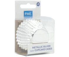 PME Metaliczne mini papilotki na muffinki (45 vnt) sidabrinė
