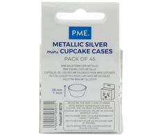 PME Metaliczne mini papilotki na muffinki (45 vnt) sidabrinė