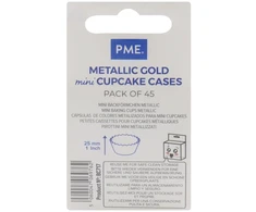 PME Metaliczne mini papilotki na muffinki (45 vnt) auksinė