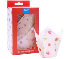PME Tulip bandelės puodeliai - aviečių motyvas (24 vnt.)