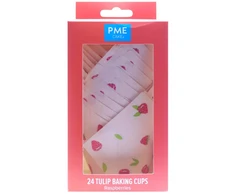 PME Tulip bandelės puodeliai - aviečių motyvas (24 vnt.)