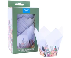 PME Tulip bandelės puodeliai - baltos gėlės (24 vnt.)