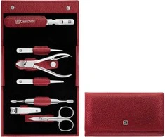 ZWILLING CLASSIC INOX Manikiūro rinkinys - raudonas odinis dėklas, 7 elementai