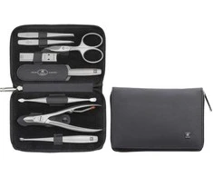Zwilling Twinox Travel Set - Juodas Leather Case, 8 Pieces - Juodas