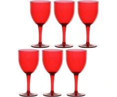ROSE&amp;TULIPANI FIABA 6 akrilinių vyno taurių rinkinys 400 ml, raudona