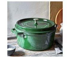 Staub La Cocotte 22 cm apvalus ketaus puodas troškinimui, tamsiai žalios spalvos | 40509-354-0