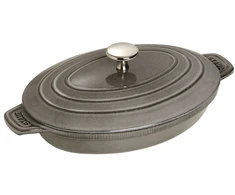 Staub ovalus ketaus troškintuvas su dangteliu 23x17 cm, rutulinis