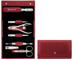 ZWILLING CLASSIC INOX Manikiūro rinkinys - raudonas odinis dėklas, 7 elementai