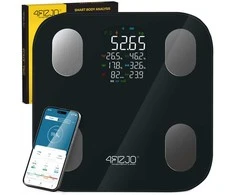 Analitinės elektroninės vonios svarstyklės – kūno riebalų matavimas, BMI, stiklinės (PRO)