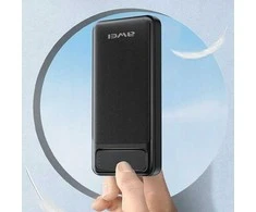 AWEI P5K išorinė baterija 10000 mAh – greitas įkrovimas, 2×USB, juoda spalva