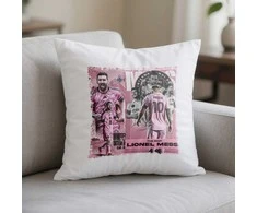 Balta pagalvė su „Lionel Messi“ futbolo motyvu – sporto gerbėjams