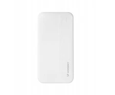 Baltas powerbankas – 10000 mAh, 2 USB jungtys, kompaktiškas dizainas