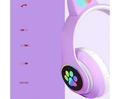 Belaidės Bluetooth ausinės vaikams JST-28 su RGB katės ausimis