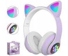 Belaidės Bluetooth ausinės vaikams JST-28 su RGB katės ausimis