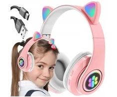 Belaidės Bluetooth on-ear ausinės vaikams su katės ausimis