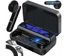 Bluetooth 5.1 belaidės „Earbuds“ ausinės su „Powerbank“ ir LED žibintuvėliu
