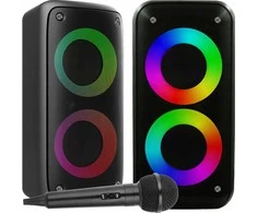 Didelė belaidė „Bluetooth“ boombox kolonėlė su karaoke funkcija