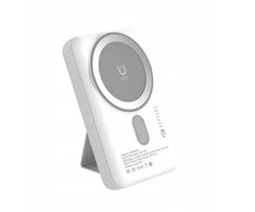 Efficel magnetinis powerbankas 10000 mAh – belaidis, MagSafe, USB-C, baltas