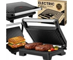 Elektrinis kontaktinis grilis–sumuštinių keptuvas PANINI 750 W, sulankstomas