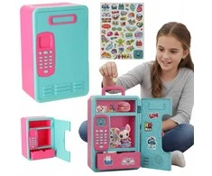 Elektroninė taupyklė–spintelė su PIN kodu vaikams, su lipdukais