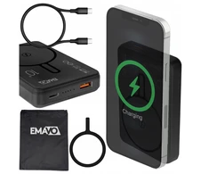 Išorinė baterija Emavo, 10 000 mAh, juoda