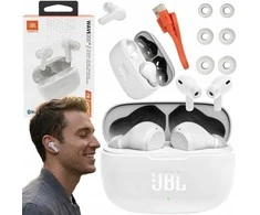 JBL Wave 200 TWS belaidės į ausis įkišamos ausinės su dėklu, 108 dB, baltos