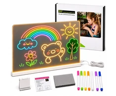LED piešimo lenta su žymekliais, 30 × 20 cm