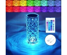 LED šviečianti kristalo formos lempa – RGB spalvos, liečiamas valdymas, USB ir pultelis