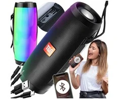 Nešiojama belaidė „Bluetooth“ boombox kolonėlė su FM radiju, USB, AUX ir LED