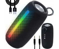 Nešiojama belaidė „Bluetooth“ kolonėlė su FM radiju, RGB LED ir SD kortele