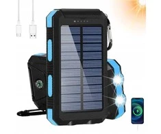 Saulės energija įkraunamas powerbankas 30000 mAh – atsparus vandeniui, puikiai tinka kelionėms