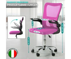 Sesto Senso ergonominė biuro kėdė V8 su atlenkiamais porankiais, rožinė