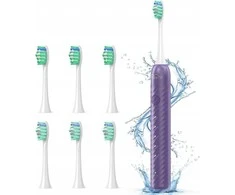 Sonic dantų šepetėlis – elegantiškas violetinis dizainas ir 6 keičiami antgaliai