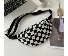 Stilinga juosmens rankinė (bum bag) – moterims, jaunimui, languotas raštas