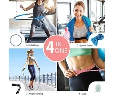 Sulankstomas Hula Hoop lankas 90 cm su šokdyne ir matavimo taurele fitness treniruotėms