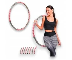 Sulankstomas „Hula Hoop“ lankas su masažiniais iškilimais svorio metimui 95 cm (rožinis)