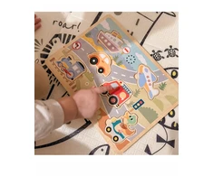 Tooky Toys Medinė dėlionė Tooky Toy, 6 transporto priemonės