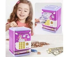 Vaikiška elektroninė taupyklė–seifas su PIN kodu banknotams ir monetoms