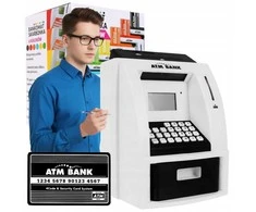 Vaikiška taupyklė–seifas ATM su kortele ir PIN kodu, juoda